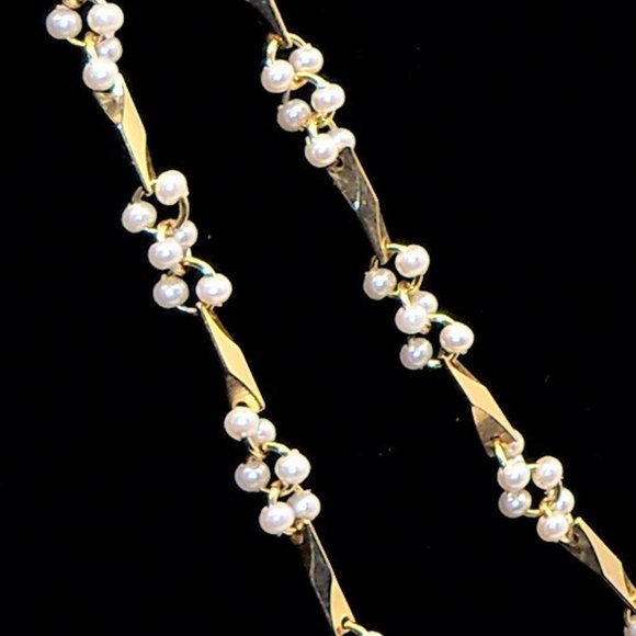 Small Pearls Gold Tone 3 Strand Necklaces and Bracelet Set - Picture 15 of 16